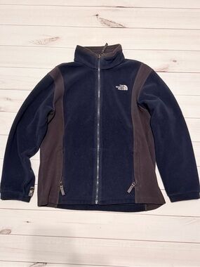 The North Face Navy and Gray Full-Zip Kids Fleece Jacket